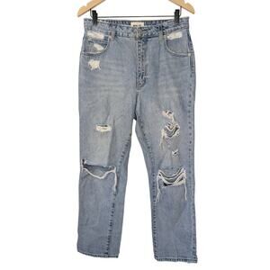 Rolla's Distressed Original Cropped Straight Leg Jean